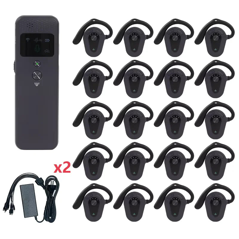 Wireless Tour Guide System 1 Transmitter + 20 Receivers With Charger For Travel Agency Museum Teaching Tour Church