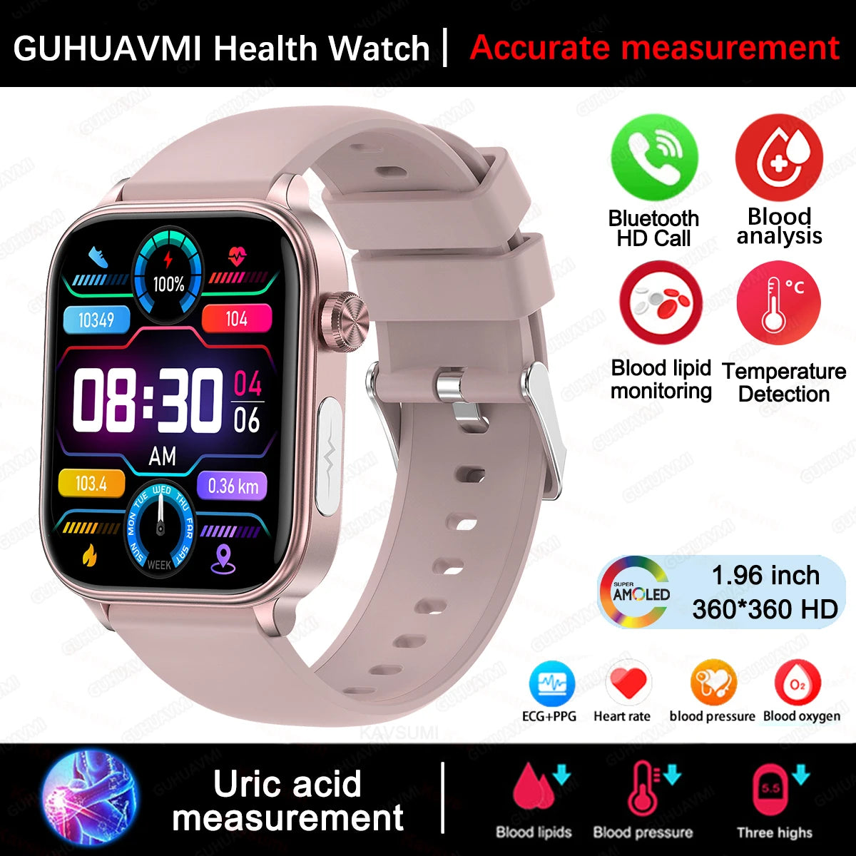 2025 New For XIAOM1 ECG+PPG Blood Fat Uric Acid Health Smartwatch Men Women Heart Rate Blood Pressure Bluetooth Call Smart Watch