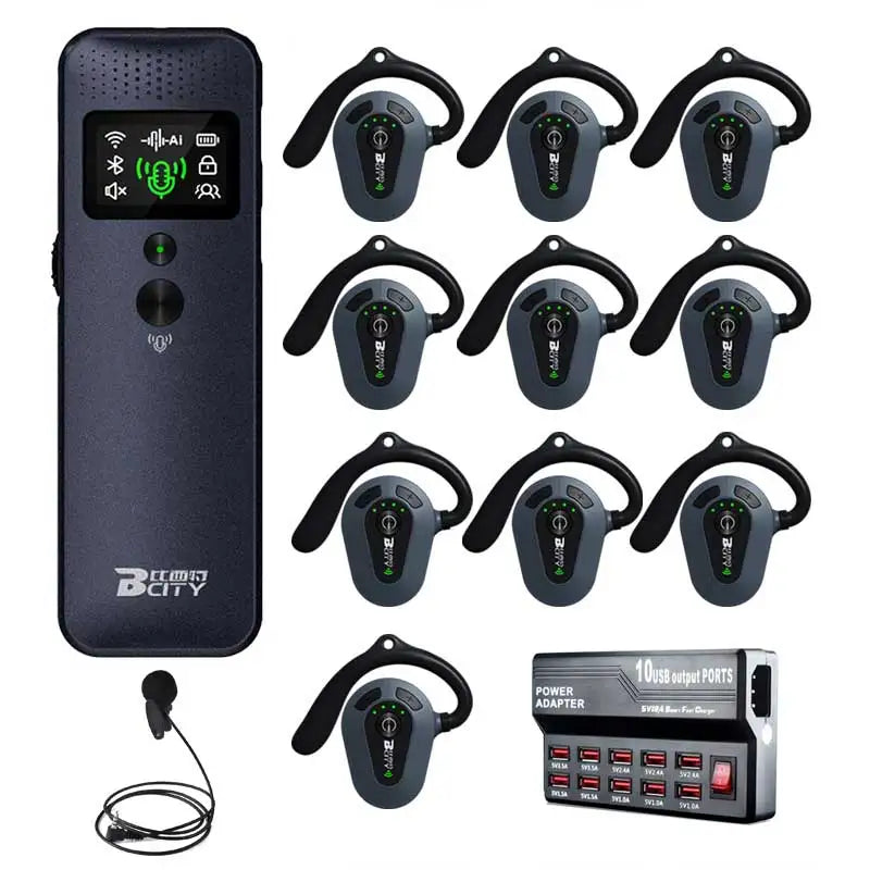 Wireless Tour Guide System 1 Transmitter + 20 Receivers With Charger For Travel Agency Museum Teaching Tour Church