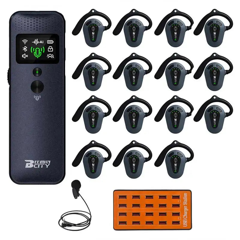 Wireless Tour Guide System 1 Transmitter + 20 Receivers With Charger For Travel Agency Museum Teaching Tour Church