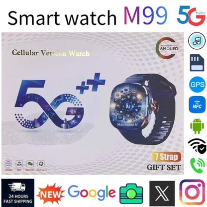 New M99 5G Cellular Version Smartwatch 2.4inch Amoled Larger Screen Android Smart Watch With Rotary Camera Sim Card Slot WIFI