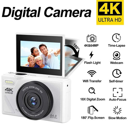 NNEOBA Digital Camera with 3.0 Flip Screen White