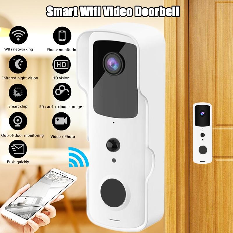 NNEDSZ Smart Wifi Video Doorbell With Two-Way Intercom & Night Vision - Black