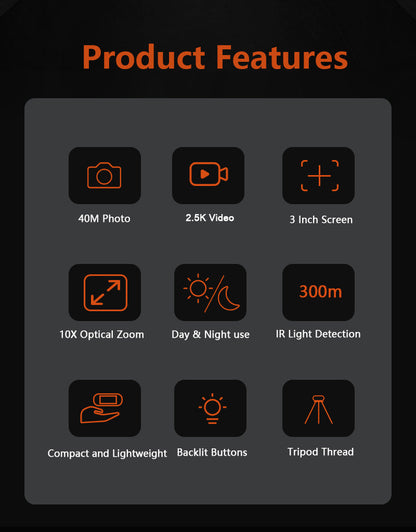 NNEDSZ Black Digital Night Vision Binoculars - 3.0'' IPS Screen, 10X Optical Zoom, 2.5K Video Recording, Infrared for 300m Range